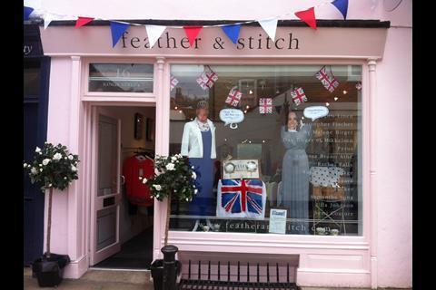 Jubilee window display: Feather and Stitch